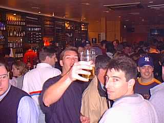 Celebrating in the Pitcher and Piano pub in Fulham 