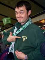 Grant Stott proudly shows off his London Hibs Fleece