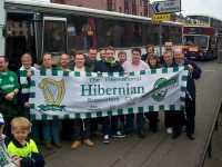 The International Hibs Supporters Club Coach about to leave the Persevere